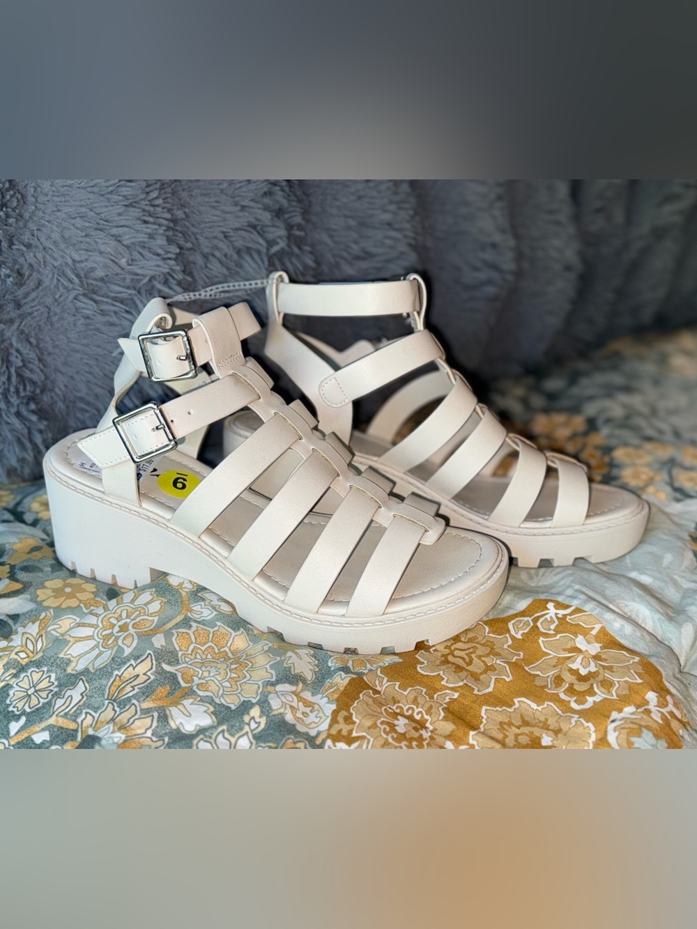 Soda White Multi-Strap Platform Gladiator Sandals
